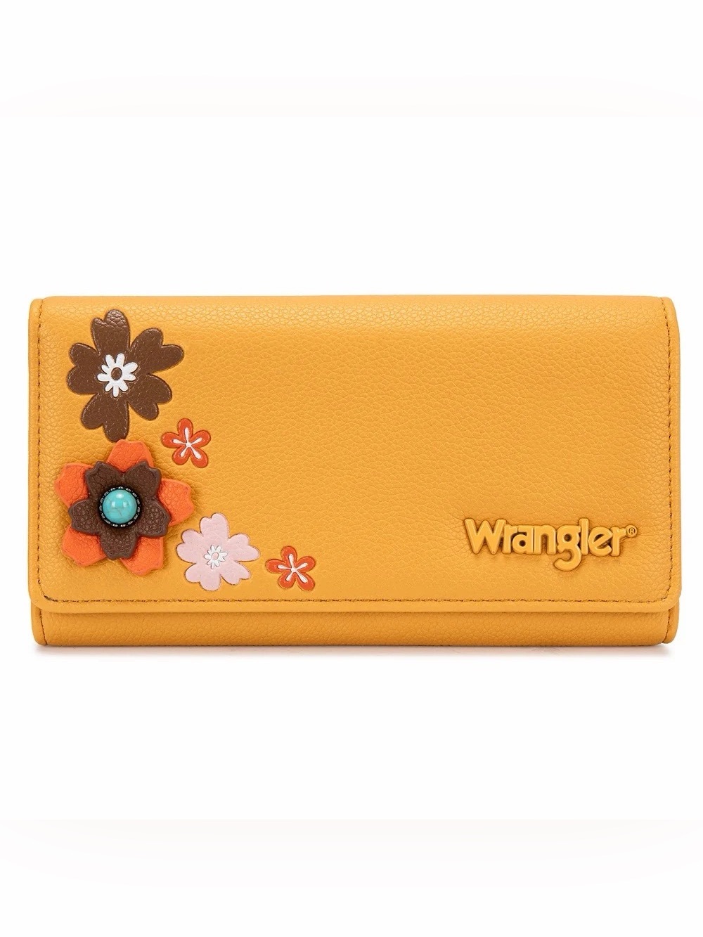 Wrangler Multi Floral Turquoise RFID Long Wallet Yellow